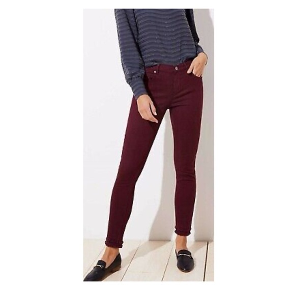 Loft Skinny Leggings Burgundy Jeans - Picture 1 of 7